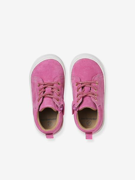 Chaussures premiers pas bébé lacets brun+fuchsia+jaune d'or+marron+rose - vertbaudet enfant 