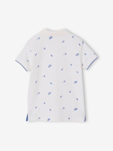Jongenspolo met print ecru+kaki - vertbaudet enfant 
