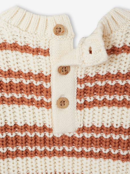 Pull bébé garçon rayé coton rayé beige - vertbaudet enfant 