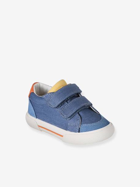 Baskets bébé à scratchs beige imprimé+lot bleu - vertbaudet enfant 