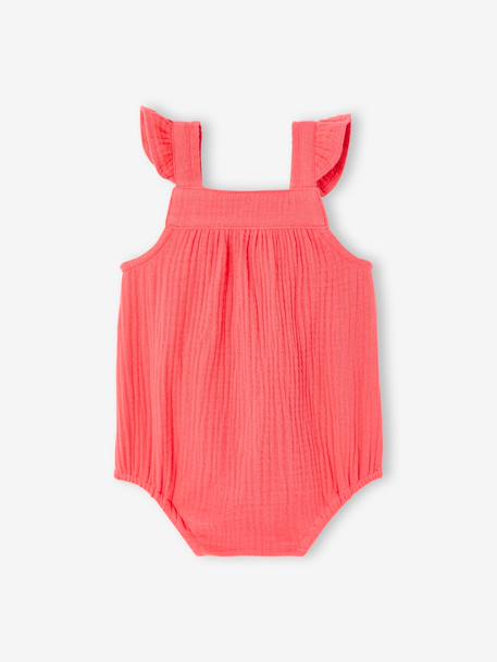 Barboteuse fille naissance en gaze de coton framboise - vertbaudet enfant 