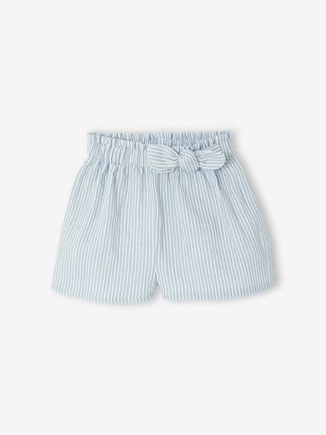 Short bébé fille en gaze de coton rayé bleu - vertbaudet enfant 