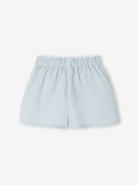Short voor babymeisjes van katoengaas blauw, gestreept - vertbaudet enfant 