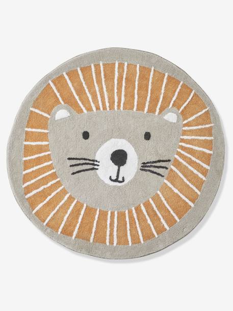 Tapis rond lavable Lion GRIS / ORANGE - vertbaudet enfant 