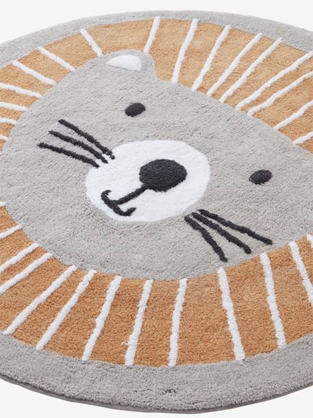 Tapis rond lavable Lion GRIS / ORANGE - vertbaudet enfant 