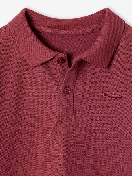 Polo garçon manches courtes broderie poitrine blanc+bleu+jaune pâle+kaki clair+MARINE+terracotta - vertbaudet enfant 
