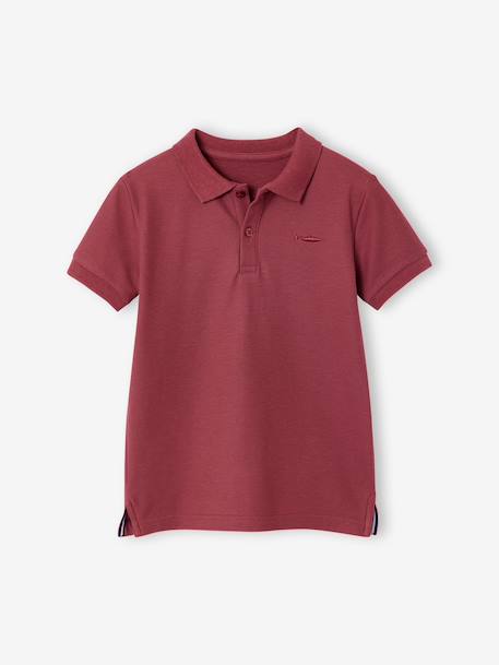 Polo garçon manches courtes broderie poitrine blanc+bleu+jaune pâle+kaki clair+MARINE+terracotta - vertbaudet enfant 