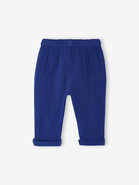 Broek baby jongen katoenen gaas marineblauw - vertbaudet enfant 