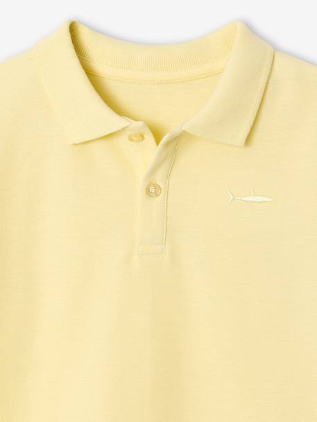 Poloshirt met korte mouwen voor jongens met borduurwerk op de borst blauw+lichtgeel+lichtkaki+MARINEBLAUW+terracotta+wit - vertbaudet enfant 