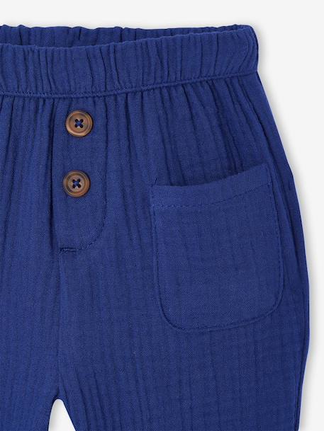 Broek baby jongen katoenen gaas marineblauw - vertbaudet enfant 