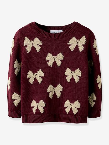 Pull NMFREKKA fille NAME IT beige chiné+rouge - vertbaudet enfant 