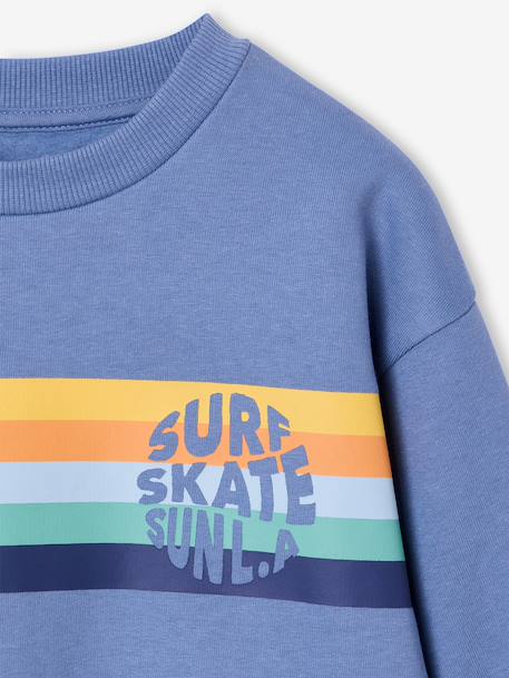 Sweat garçon col rond rayures graphiques blanc chiné+bleu grisé - vertbaudet enfant 