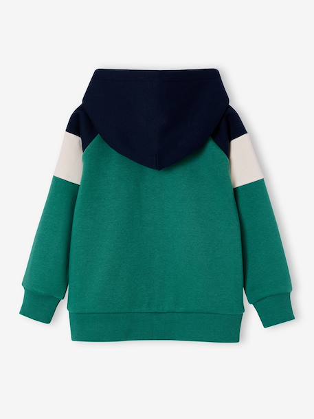 Sweat zippé garçon capuche coloblock bleu moyen+bordeaux+gris chiné+ocre+vert - vertbaudet enfant 