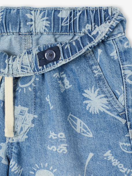 Denim jongensbermuda, gemakkelijk aan te trekken blauw, bedrukt+blauw, gestreept+denimgrijs+double stone+stone - vertbaudet enfant 
