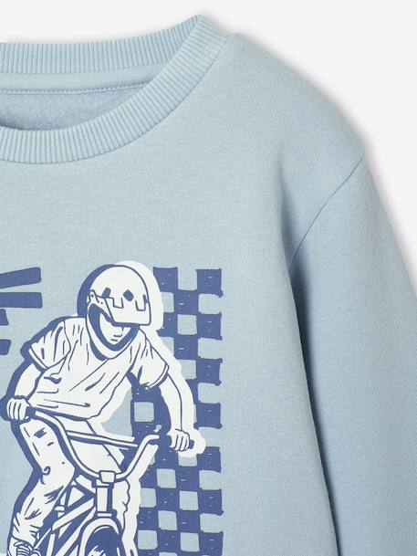 Sweat garçon fantaisie blanc chiné+bleu pâle+ocre+vert - vertbaudet enfant 