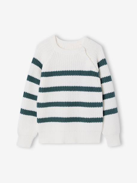 Gestreepte jongenstrui bordeauxrood+ecru+inktblauw+middenblauw+saliegroen - vertbaudet enfant 