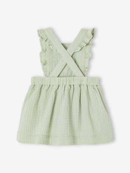 Babyjurkje katoengaas blauwgroen+oudroze - vertbaudet enfant 