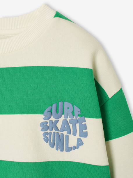 Gestreept sweater voor jongens met geplaatst motief geel, gestreept+pistache - vertbaudet enfant 