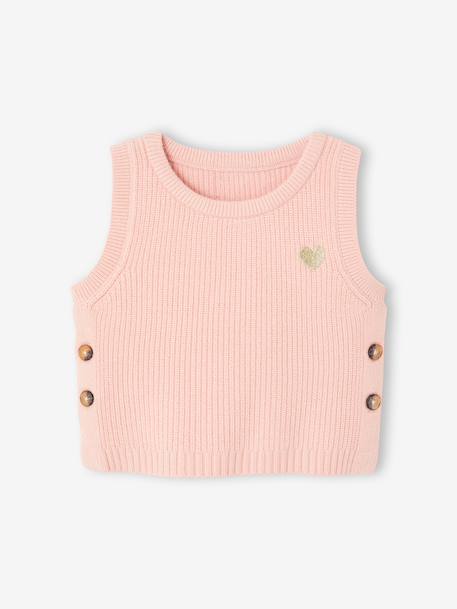 Pull bébé sans manches écru+marine+rose poudré - vertbaudet enfant 