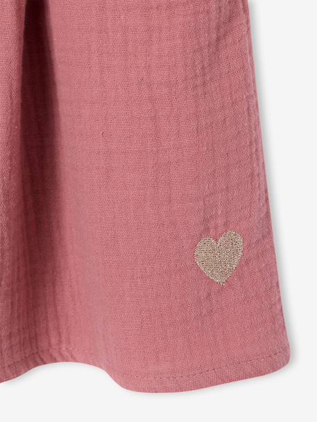 Jupe fille en gaze de coton beige+bleu grisé+rose+vert sauge+vieux rose+violet - vertbaudet enfant 