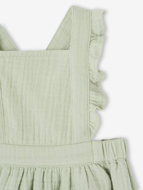 Babyjurkje katoengaas blauwgroen+oudroze - vertbaudet enfant 