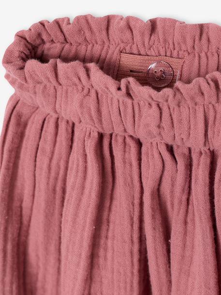 Jupe fille en gaze de coton beige+bleu grisé+rose+vert sauge+vieux rose+violet - vertbaudet enfant 