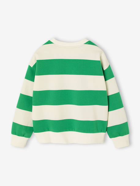 Gestreept sweater voor jongens met geplaatst motief geel, gestreept+pistache - vertbaudet enfant 
