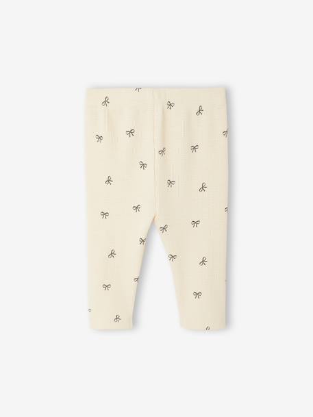 Legging bébé fille en maille côtelée vanille+vert sauge - vertbaudet enfant 
