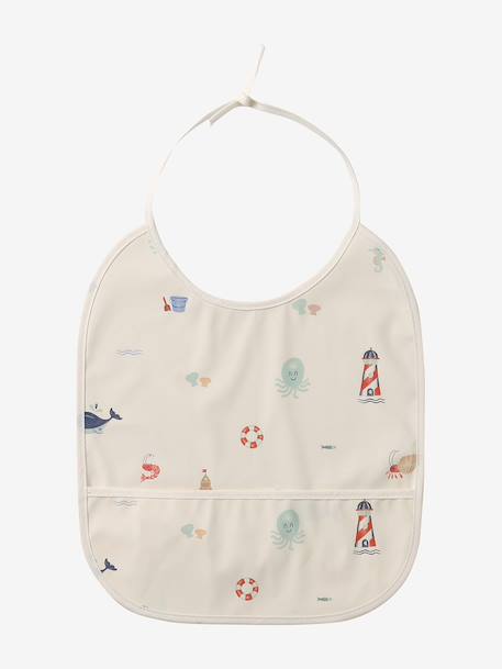 Lot 2 bavoirs bébé plastifiés blanc imprimé - vertbaudet enfant 