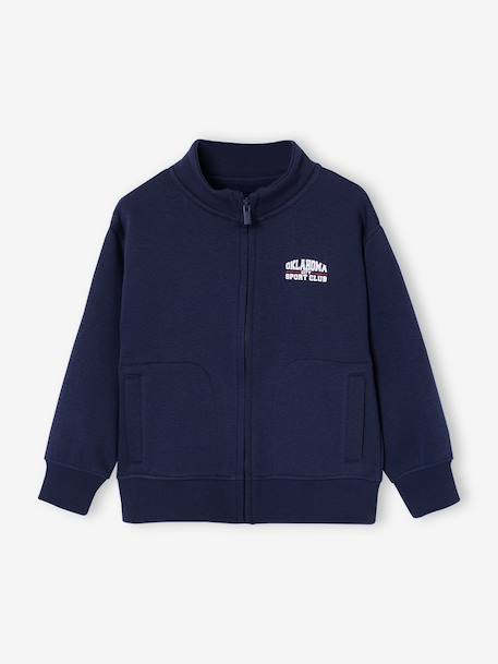 Sweat zippé garçon col camionneur marine+rouge+vert sapin - vertbaudet enfant 