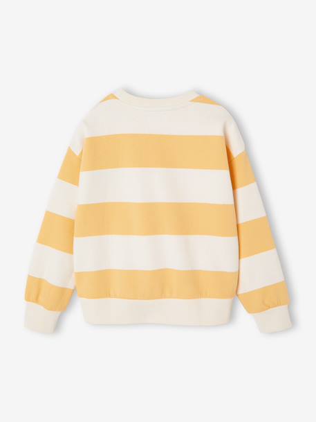 Gestreept sweater voor jongens met geplaatst motief geel, gestreept+pistache - vertbaudet enfant 