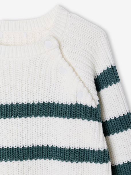 Pull garçon rayé bleu moyen+bordeaux+écru+encre+vert sauge - vertbaudet enfant 