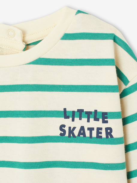 T-shirt bébé rayé pressionné dos rayé vert+rouge - vertbaudet enfant 