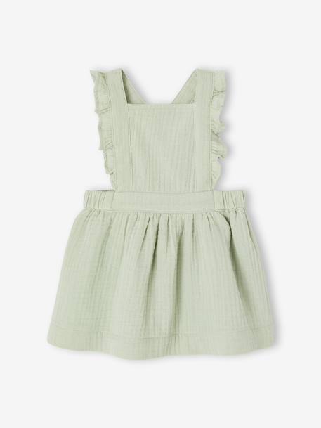 Babyjurkje katoengaas blauwgroen+oudroze - vertbaudet enfant 