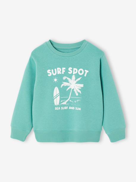 Fantasie sweater voor jongens bleekblauw+gemêleerd wit+groen+okergeel - vertbaudet enfant 