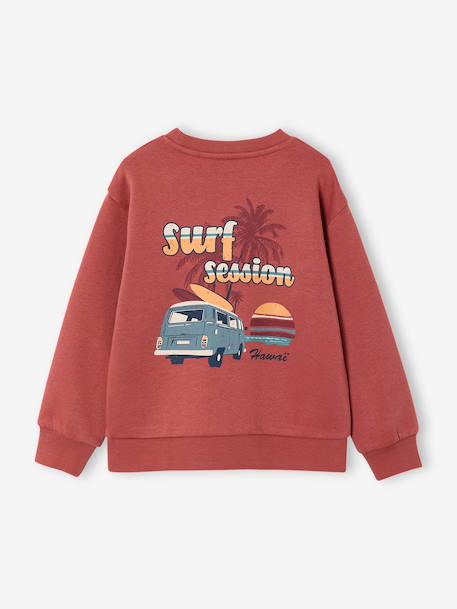 Sweat col rond garçon manches lo bois de rose+jaune pastel - vertbaudet enfant 