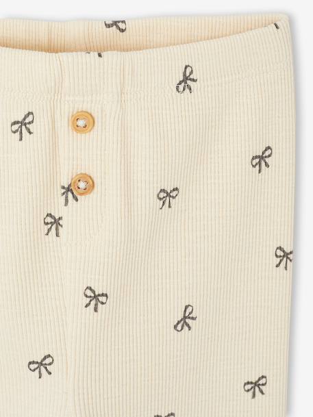 Legging bébé fille en maille côtelée vanille+vert sauge - vertbaudet enfant 