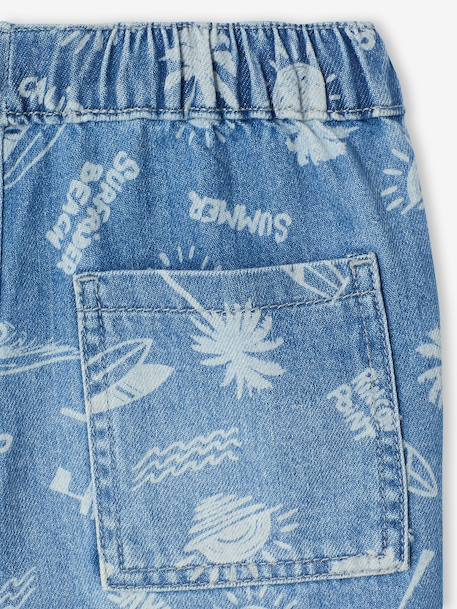 Bermuda garçon jean facile à enfiler bleu imprimé+denim gris+double stone+rayé bleu+stone - vertbaudet enfant 