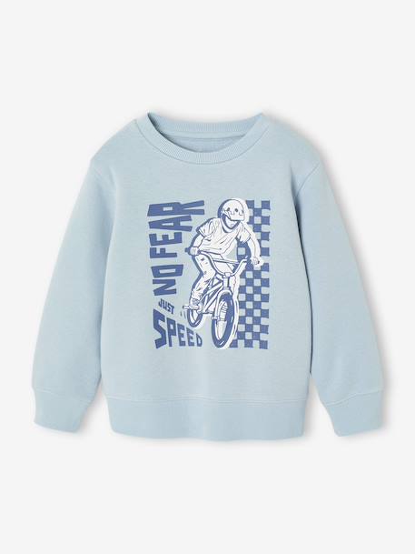 Sweat garçon fantaisie blanc chiné+bleu pâle+ocre+vert - vertbaudet enfant 