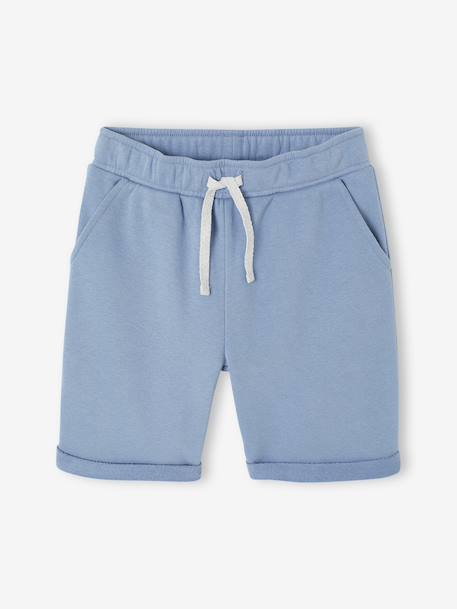 Bermuda garçon en molleton bleu chambray+marine grisé+noix de pécan - vertbaudet enfant 