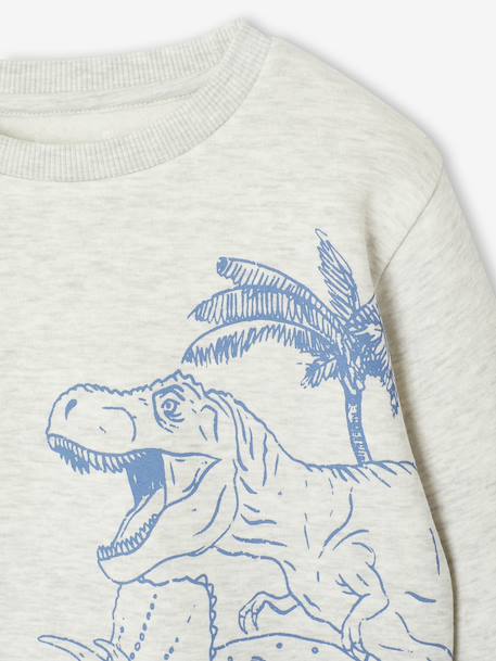 Sweat garçon fantaisie blanc chiné+bleu pâle+ocre+vert - vertbaudet enfant 