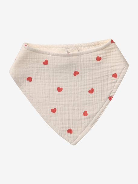 Set met 3 slabbetjes van katoengaas beige, bedrukt+ecru+grijsblauw+lichtroze+saliegroen+set groene panda+set vos+touw+veel beige+WIT - vertbaudet enfant 