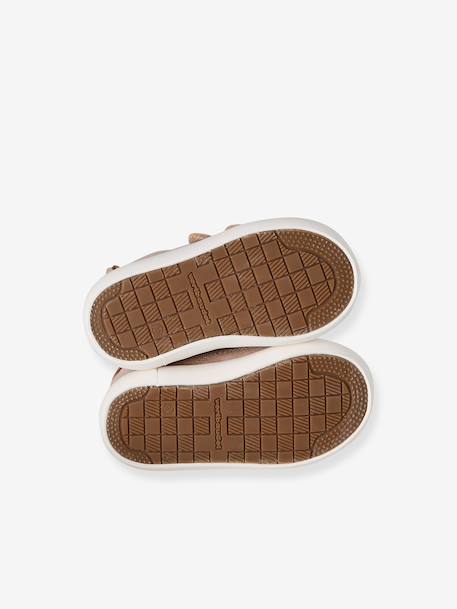 Stoffen sneakers met klittenband babyjongen beige, bedrukt+donkerbruin - vertbaudet enfant 