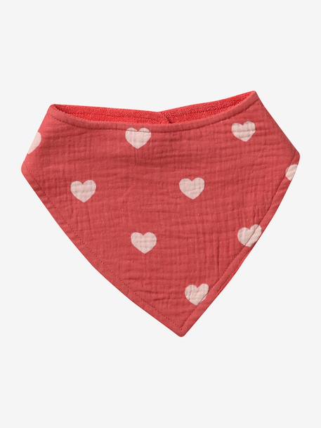 Set met 3 slabbetjes van katoengaas beige, bedrukt+ecru+grijsblauw+lichtroze+saliegroen+set groene panda+set vos+touw+veel beige+WIT - vertbaudet enfant 