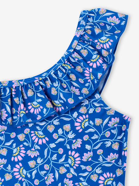 Maillot de bain fille à fleurs 1 pièce bleu - vertbaudet enfant 