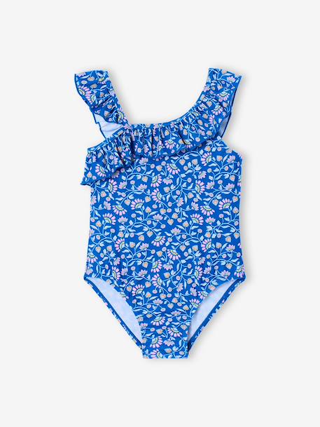 Maillot de bain fille à fleurs 1 pièce bleu - vertbaudet enfant 