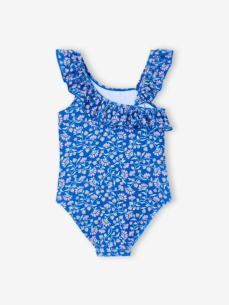 Maillot de bain fille à fleurs 1 pièce bleu - vertbaudet enfant 