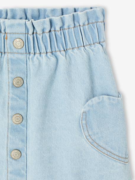 Spijkerrok met hartvormige zak voor meisjes gebleekt denim+ongewassen denim - vertbaudet enfant 