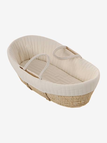 Hoes voor draagwieg van katoengaas beige, bedrukt+grijsblauw+roze, bedrukt+wit - vertbaudet enfant 