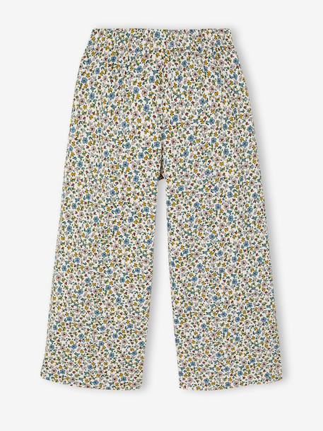 Pantalon fille legging large blanc imprimé+corail+mauve+vert sauge - vertbaudet enfant 